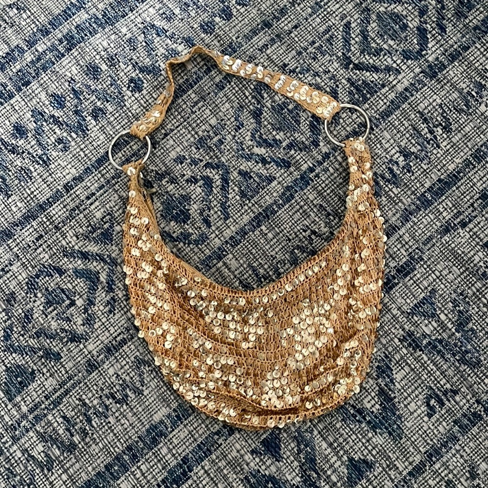 Gold sequin small sac style bag